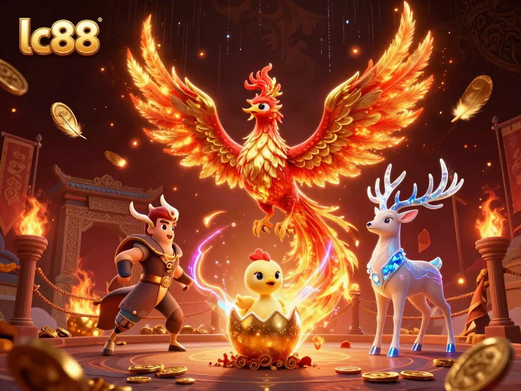 Experience thrilling gameplay at lc88 with our vibrant casino-themed illustration featuring a majestic phoenix.