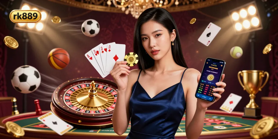 Win big with rk889 by betting on your favorite sports and casino games in a vibrant 3D illustration.