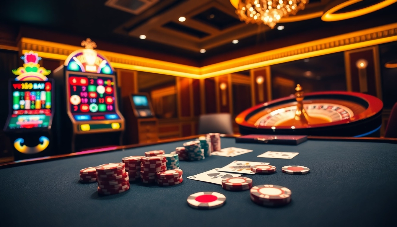 Experience the excitement of nhà cái 789bet in a luxurious online casino setting with vibrant gaming elements.