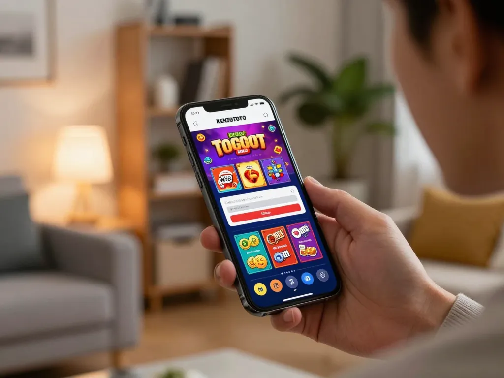 Akses login KENZOTOTO untuk permainan Togel Macau online di smartphone di ruang tamu yang nyaman