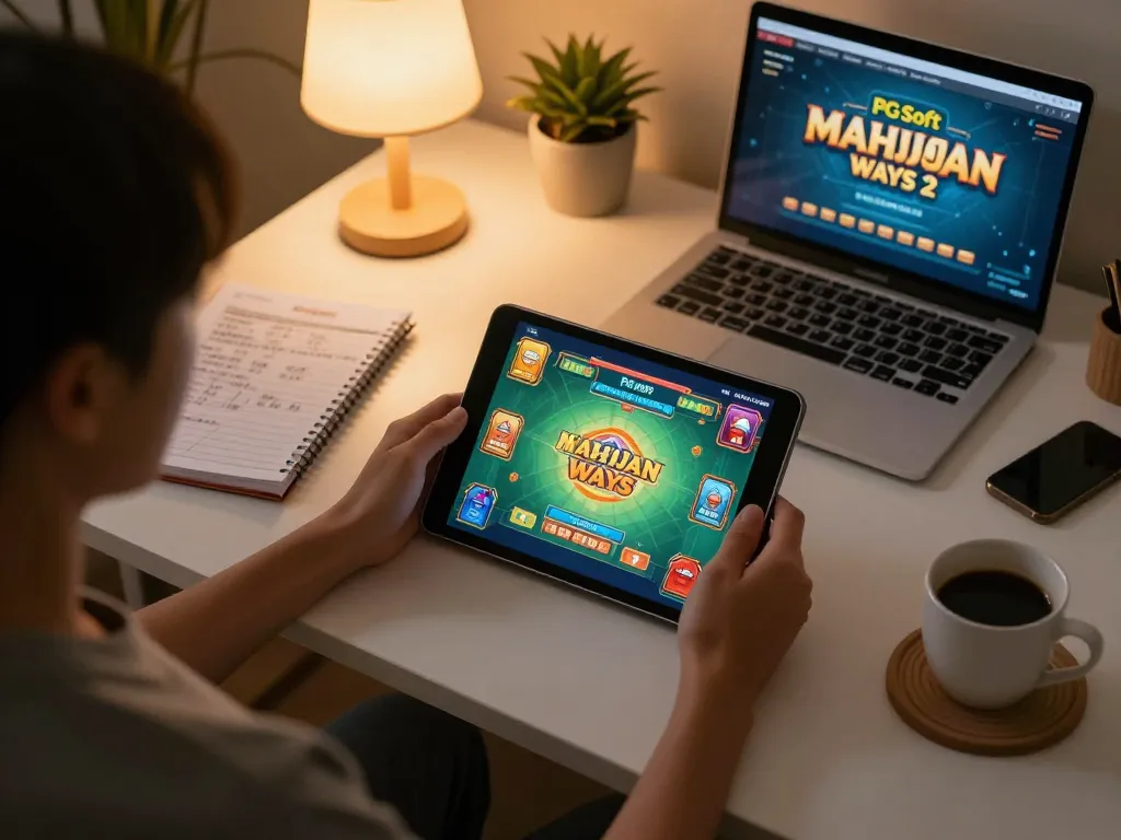 Berkendara dalam permainan PG Soft Mahjong Ways 2 di tablet, memaksimalkan wawasan strategis.