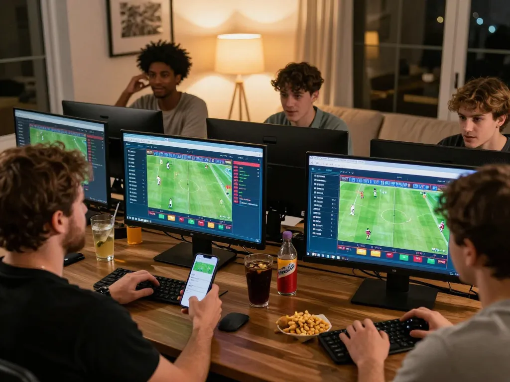 WWBOLA users strategizing soccer bets on online platform during live match