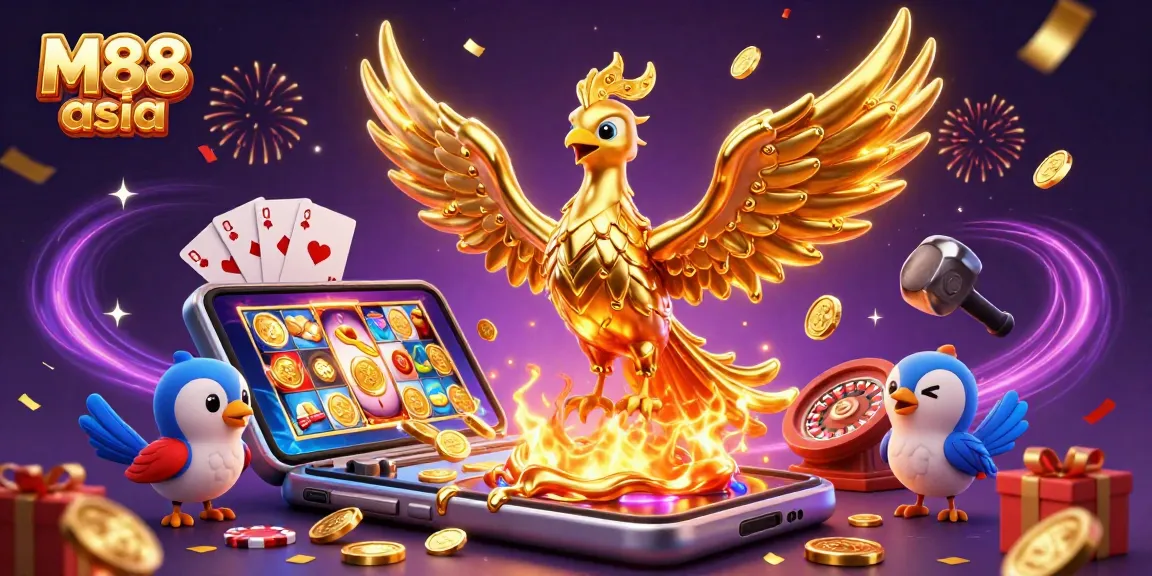 Engage in thrilling gameplay at M88 asia with the vibrant illustrations of casino games and dynamic action.