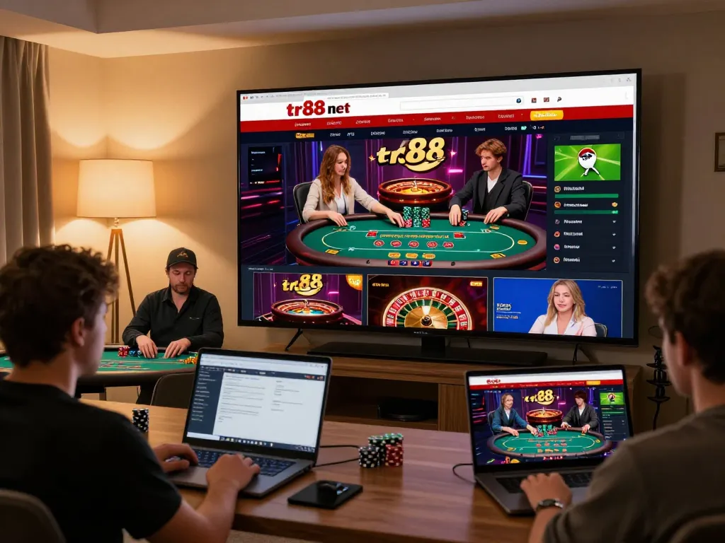 Engaging moment on tr88 net online casino platform, showcasing live dealer games and player interactions