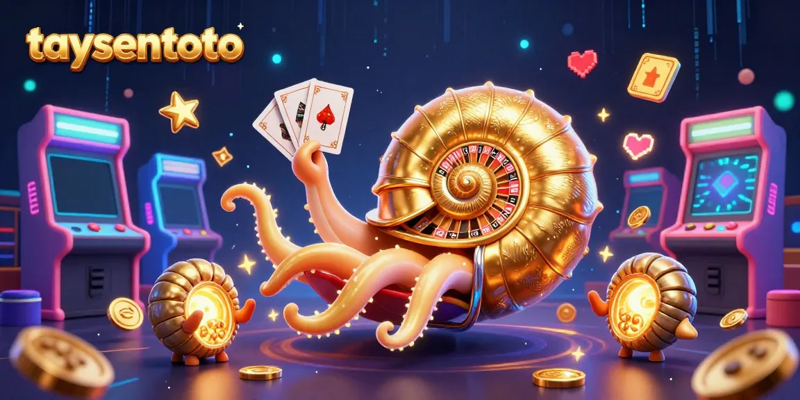 Engaging taysentoto gaming scene with a cartoon nautilus roulette wheel amidst vibrant casino elements.