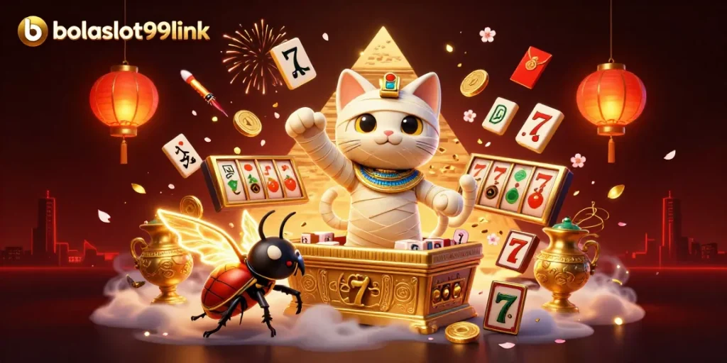 Experience exhilarating thrills at bolaslot99link with the lively Egyptian mummy cat and glowing elements.